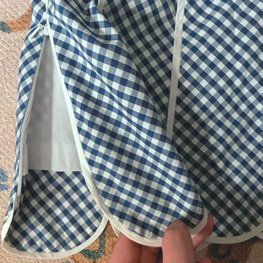 Lilly Pulitzer Meridian Strapless Corset Scallop Hem Tube Top Gingham Plaid 4 - Picture 4 of 6